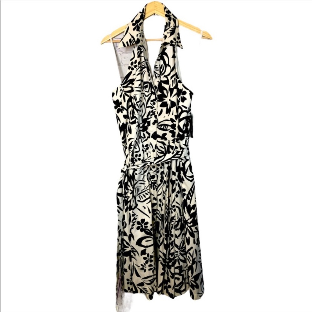 lennie by Nina Leonard halter style smocked dress
